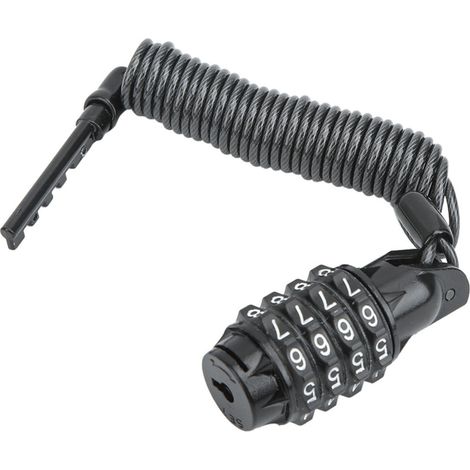Antivol Casque Moto Polyvalent avec Câble à Code et Mousqueton à Verrou PIN Noir (1/5)