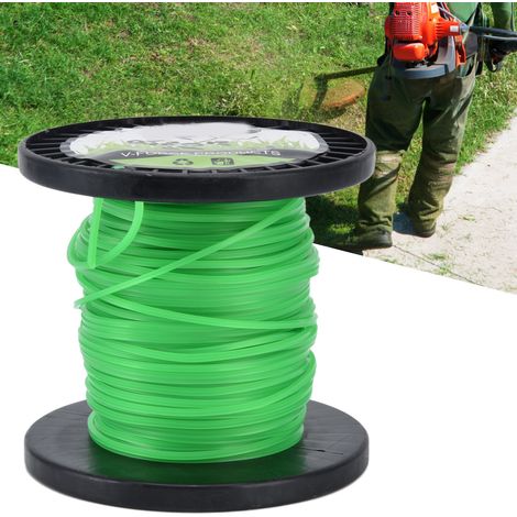 Convient aux tondeuses à gazon Husqvarna, Ryobi, Echo, Stihl et autres avec fil de coupe carré de 2,0 mm, vert, longueur 50 m. (1/5)