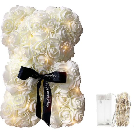 Teddybär mit künstlichen Rosen – Romantisches Valentinstagsgeschenk (1/5)