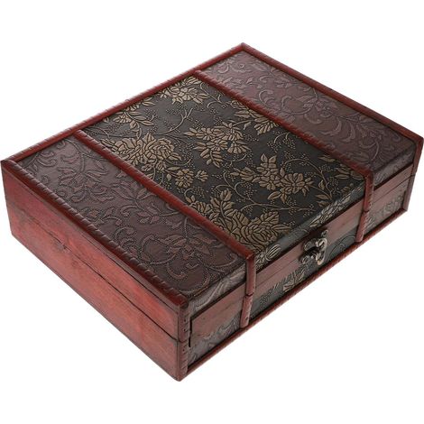 Boîte à Bijoux en Bois Vintage Rangement pour Documents Importants, Style Rétro Classique en Tissu, Organisateur Charmant pour Décoration Intérieure (1/5)