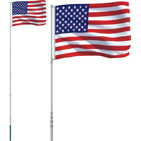 Drapeau des États-Unis et mât 5,55 m Aluminium CFW879938 (1/5)