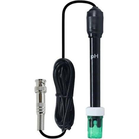Electrodo de pH reemplazable con conector BNC - Cable de 3 metros - Incluye polvos de calibración (4.01, 6.86, 9.18) - Para medidores de pH, controladores, piscinas, spas y laboratorios. (1/5)