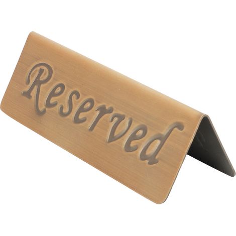 Panneau de réservation en bronze antique et acier inoxydable, panneau d'affichage en anglais « Place réservée ». (1/5)