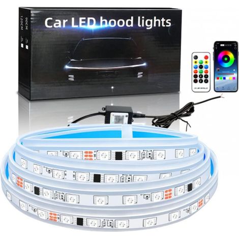 royaluxe -Lumières LED de voiture, 12 V pour capot de voiture, bande lumineuse étanche RVB multicolore, télécommande, éclairage décoratif pour voitures, SUV, camions (70 pouces) (1/5)