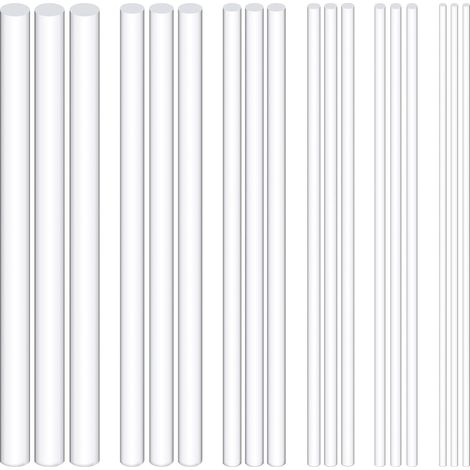 Sweet Lot de 30 tiges rondes en acrylique blanc de 3 à 10 mm, millimètre, barres rondes solides en acrylique transparent pour modélisme, loisirs créatifs (1/5)