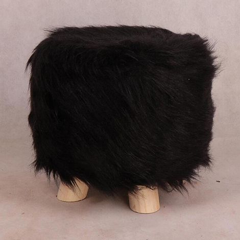 Runder Hocker mit Fellbezug, Sesselüberzug, Leopardenmuster