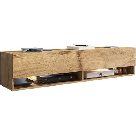 Mueble TV Sarasota 118, Roble wotan, Número de puertas: 2, Número de cajones: 0, 140x30x33cm