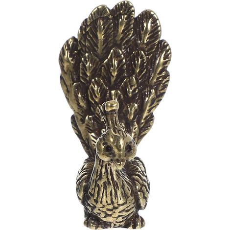 Poignée de meuble Abaodam vintage en laiton doré, motif paon (1/5)