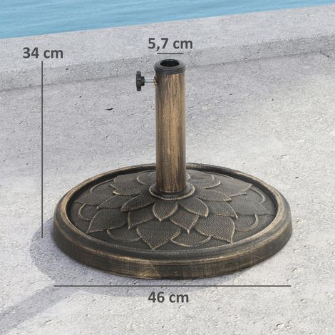 Base parasol ronde résine 12kg bronze, pour Ø32/38/48mm (1/5)