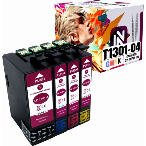 Inkdigo T1301-T1304 Tinte kompatibel mit Epson Stylus BX925FWD WorkForce 525 TÜV-zertifiziert (1/5)