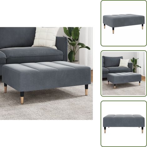 The Living Store Fußhocker Dunkelgrau 77x55x31 cm Samt - Samtsessel - Hocker Grau - Wohnzimmer Deko - Fußablage - Beistelltisch (1/5)