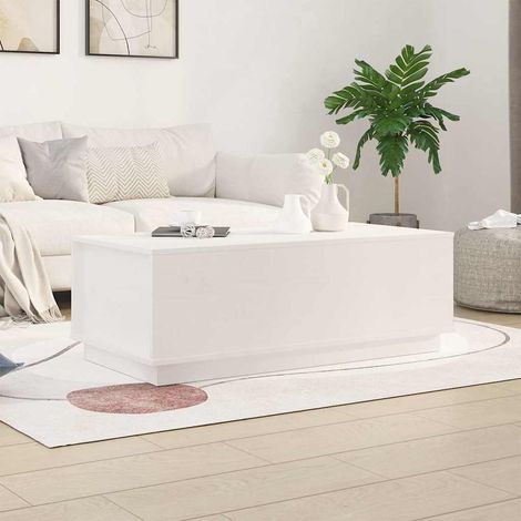 vidaXL Mesa de centro de madera maciza de pino blanco 100x50x35 cm (1/5)