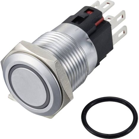 TRU COMPONENTS TC-12647516 Pulsante 250 V/AC 3 A 1x Off / (On) IP65 RGB Momentaneo Ottone cromato 1 pz.