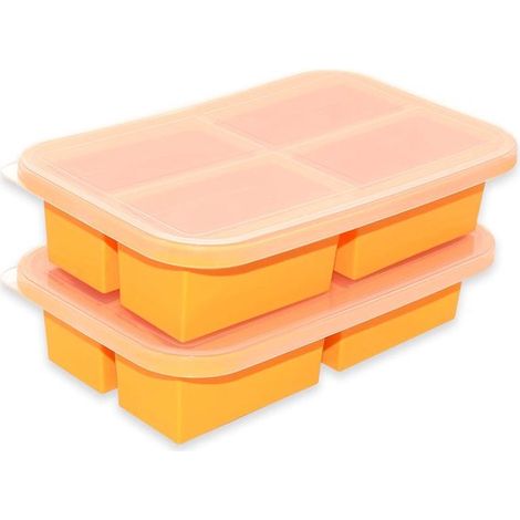 Recipientes de silicona para congelar con tapa (1 taza), 2 unidades, recipiente de silicona de fácil desmolde para cubitos de hielo de sopa (1/5)