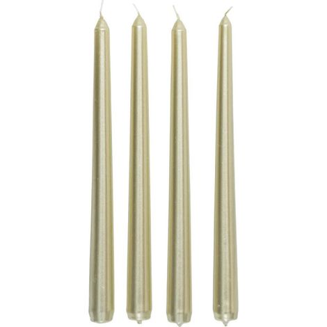 Lot de 4 Bougies Bâton "Satin" 25cm Or (1/3)