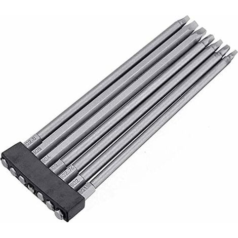 Tournevis Bits Carrés - 1/4 Pouces Hex - Longueur 150 mm - Magnétiques - Acier Allié S2 - Pour Perceuses Électriques et Visseuses - 7 Pièces (1/5)