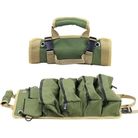 SABIR-Sacoche à outils à roulettes, sac à outils à roulettes multifonctionnel en toile pour l'organisation et le rangement, avec 5 poches zippées (1/4)