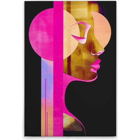 Leinwandbild Frau mit Formen M1-No.52069 - Kunstdruck auf Leinwand in Schwarz Pink - Wandbild 30 x 45 cm