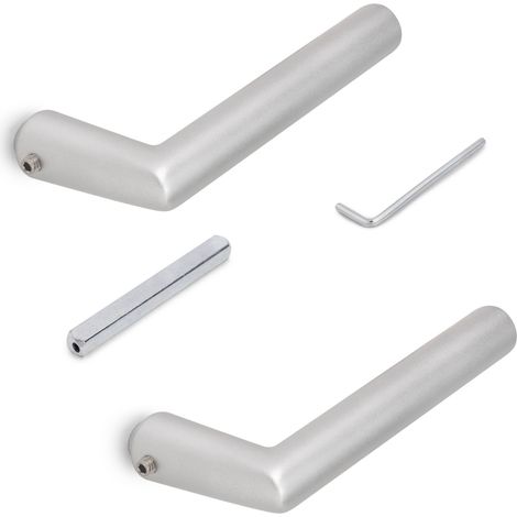 Emuca Manivelas para cerraduras de puertas de cristal de paso, forma L-R, aluminio, Acabado anodizado mate (1/5)