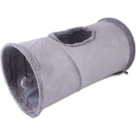 Tunnel pliable pour chat, tunnel de jeu pour chat, tunnel en daim durable pour animaux de compagnie avec balle
