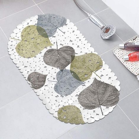 BEBUSINGOTO Tapis de bain antidérapant 35cm x 68cm, pour baignoire et douche, avec ventouses fortes, trous de Drainage (1/5)