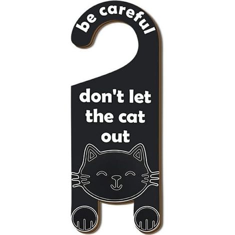 Panneau en bois à accrocher à la porte pour les propriétaires de chats – Décoration et rappel de sécurité (1/5)