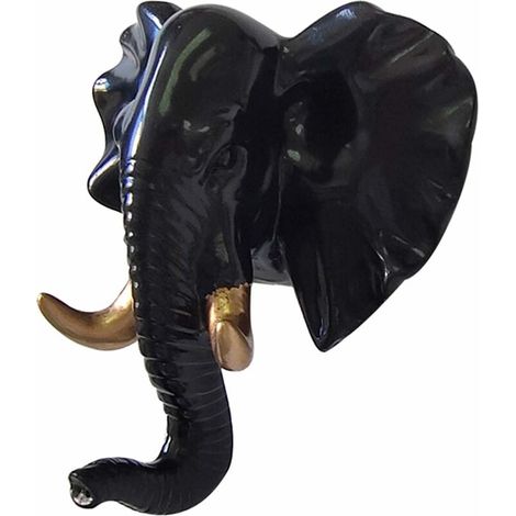 Animal Hook, Coat Hooks, Wall Key Holder, Exquisite Decorative Hook for Clothes, Hats, Bathrobe, Towels (Size:Elephant, Color:Black Gold) (1/5)