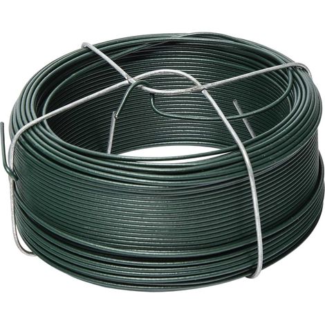 1 - Fil De Fer Plastifié - Support Intégré - Fixation Et Clôture Jardin - Vert - 50 m - 1,2 x 1,6 mm