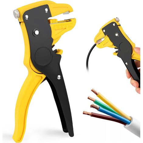 (Jaune) Pince a Denuder, 2 en 1 Pince à Dénuder Automatique, Denudeur de Fil Electrique Multifonction Réglable, Pince Coupante, Outil de Réparation Électronique et Automobile (1/5)