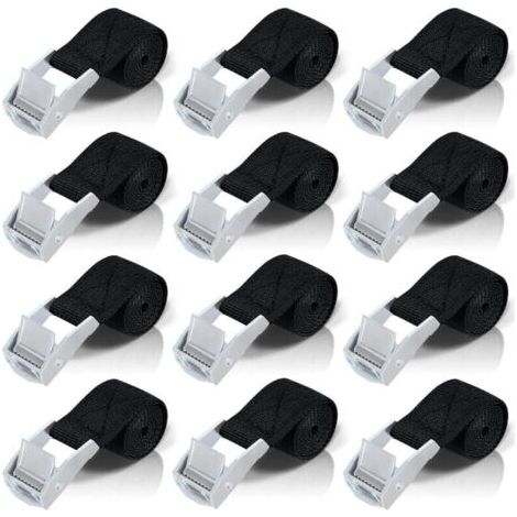 Sangles d'arrimage 1M, 8 pièces de sangles à cliquet avec attaches en alliage de zinc pour la fixation des supports de moto/vélo (1/5)