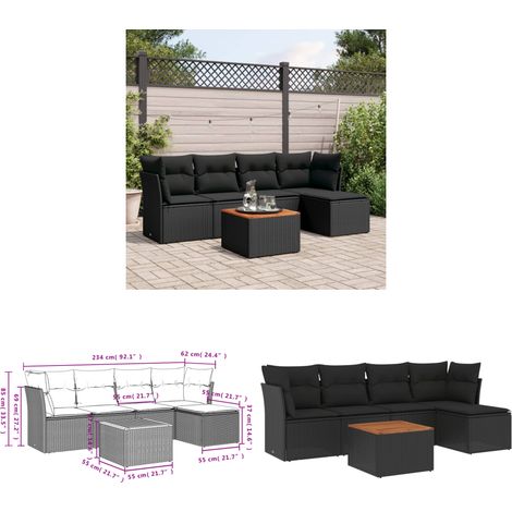 Salon de jardin 6 pcs avec coussins noir résine tressée - Ensemble Salon De Jardin - Meuble Extérieur - Mobilier De Jardin - Salon De Jardin Pliable - Set Salon De Jardin - Home & Living (1/3)