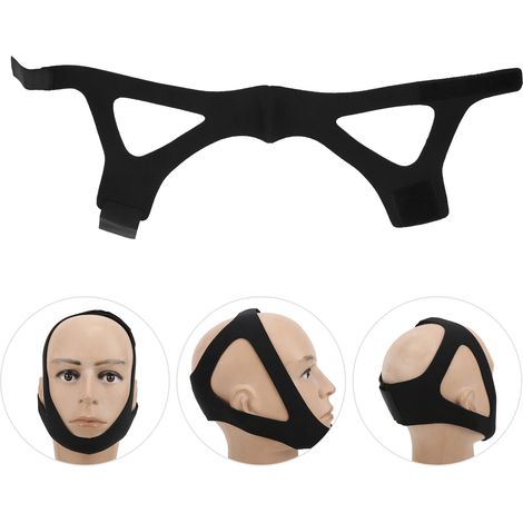Ceinture anti-ronflement triangulaire, aide au sommeil, support de menton, outil de nuit pour arrêter de ronfler, couleur noire.