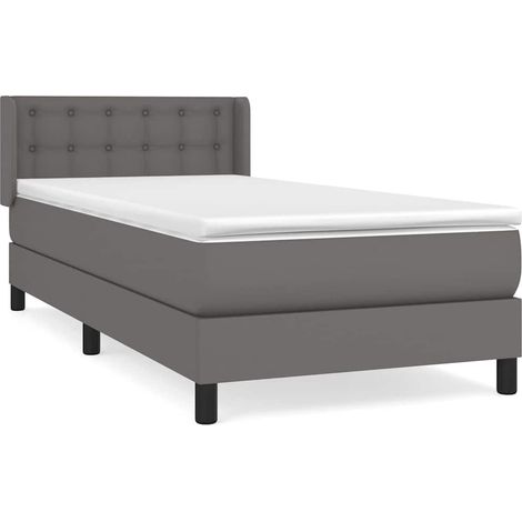 Maison Exclusive - Sommier à lattes de lit avec matelas Gris 80x200 cm Similicuir (1/5)