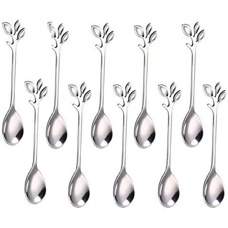 Cuillère À Café En Acier Inoxydable - 12 Cm - Pour Café Thé Glace Sucre - Lot De 10 (1/5)