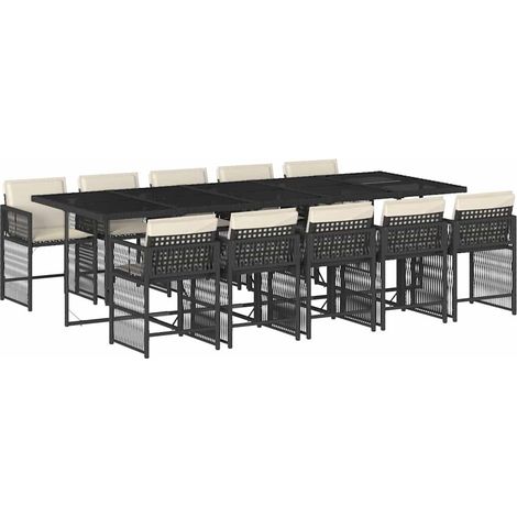 Maison Exclusive - Set de comedor jardín 11 pzas con cojines ratá (1/5)