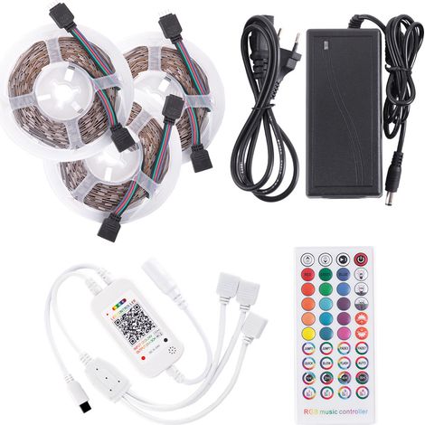 Kit Tira 108W 4.500Lm 450 LEDs 15 metros RGB Blister Transformador, Controlador, Control Remoto IP20 40.000H [CA-KITRGB-15M]