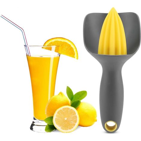 Presse-agrumes manuel ergonomique pour presser les oranges, les pamplemousses, les citrons et les citrons verts – Poignée ergonomique et base antidérapante pour la cuisine domestique (gris foncé) (1/5)