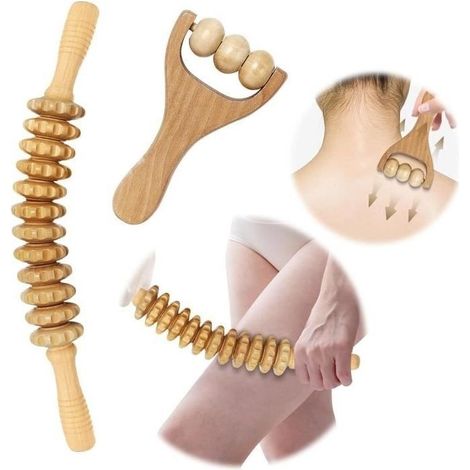 Roller of Massage in Wood - Device of Massage Cellulite - Soulage the douleurs musculaires (1/4)