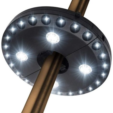 Lampes pour Parasol Patio Parapluie Light 3 Mode de luminosité 28 lumières LED à 220 Lux- 4 x AA à piles, Parapluie baton léger pour parapluies de terrasse, le camping, tentes (1/4)