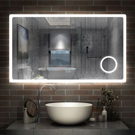 Aica Sanitaire – Miroir grossissant lumineux 140x80cm – Bluetooth tricolore dimmable – Anti-buée – Installation facile – Économie d'énergie LED (1/5)