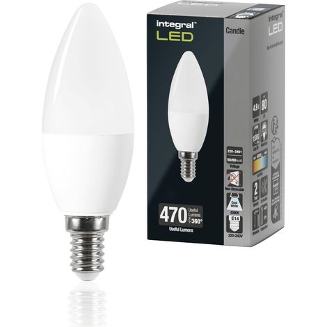 Integral LED E14 Blanc froid 4000K, 470LM, 4,2W(équivalent à 40W) Ampoule bougie dépolie non dimmable - Paquet de 4 - Efficace en énergie, Pour les lampes du salle à manger,chambre à coucherm et plus (1/5)