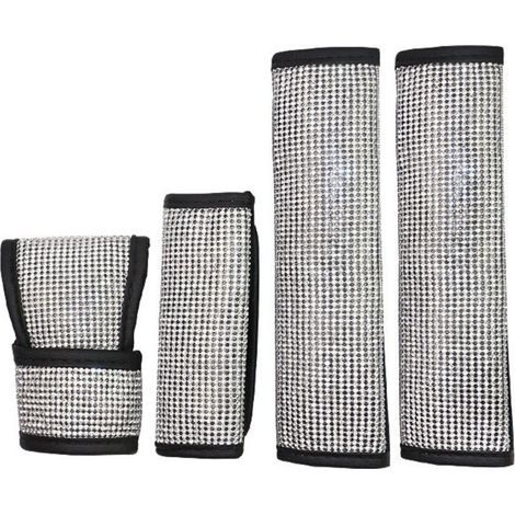Couvercle de frein à main en diamant, couvercle de levier de vitesse suspendu, couvercle de rétroviseur, ceinture de sécurité, épaulettes en cristal pour l'intérieur de la voiture (1/5)