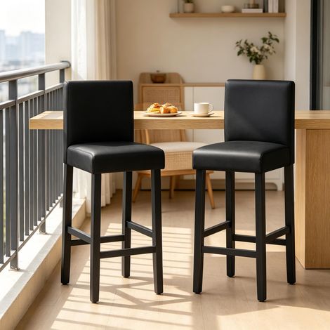 Chaise haute chic avec dossier, lot de 2 tabourets de bar et cuisine, design moderne, hauteur réglable, confort optimal (1/4)