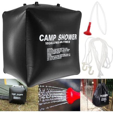 Sac de Douche Solaire de Camping, 40 L, Chauffage Solaire, Sac de Camping Maxi, Douche Portable avec Tube Amovible et Pomme de Douche, pour Camping, randonnée, activités de Plein air (1/5)