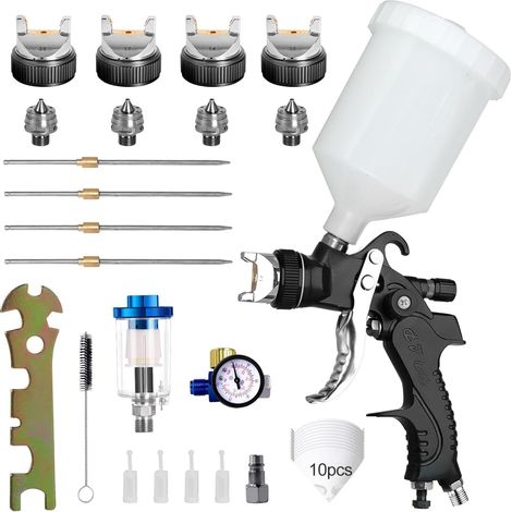 HVLP Pistolet à Peinture Alimentation par Gravité 3 Buses 1,4mm 1,7mm 2,0,2.5 mm Coupelle 600cc par gravité HVLP Meubles de Voiture Petit Pistolet de réparation (1/5)