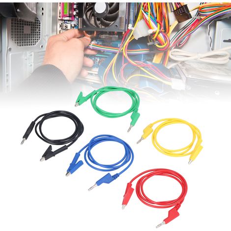 JT70054-1 Prüfklemme – Prüfkabel mit Bananensteckern, verlängerbarem Stecker, Prüfleitungen für Multimeter (rot, schwarz, gelb, blau, grün) – Als Set erhältlich (1/5)