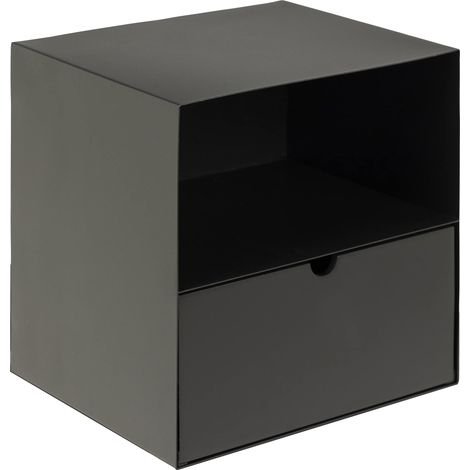 Comodino Joliet, piccolo, nero, con cassetto e ripiano (1/5)