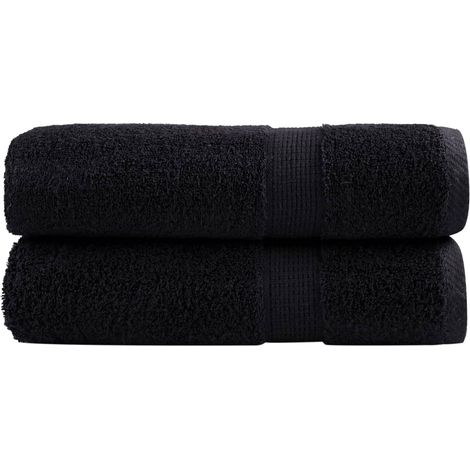 Serviettes de bain haut de gamme SOLUND, lot de 2, noires, 70 x 140 cm, 600 g/m²