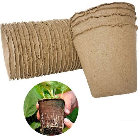 Lot 20 pots semis biodégradables papier pour plantation graines jardin repiquage écologique durable (1/5)