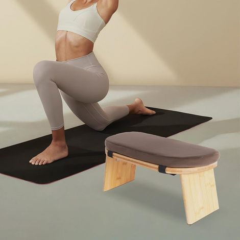 Meditationshocker Bambus Klappbare Meditationsbank mit Meditationskissen Kniende Meditationsbank als Yogabank, Gebetsbank (1/5)